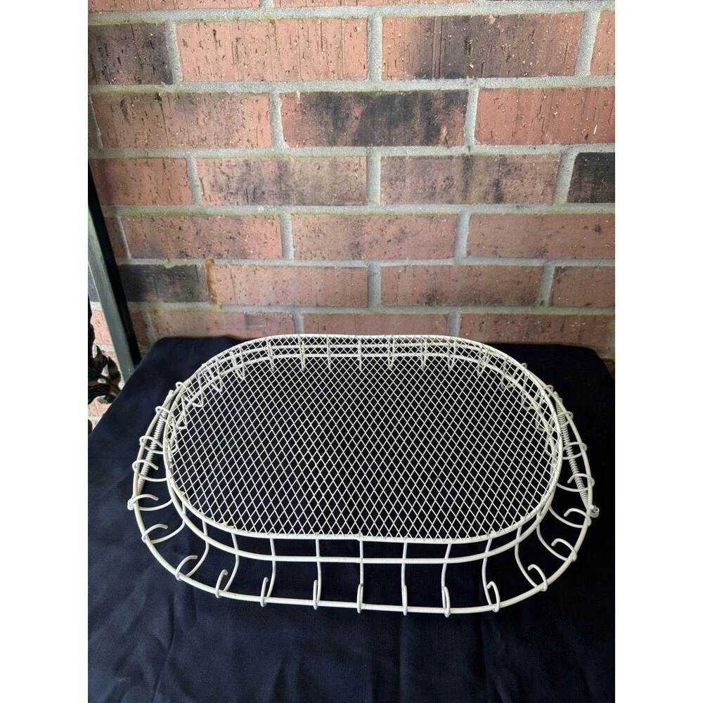 Mid-Century 1960s Style White Wire Basket French Country Scrolled Loop Edged Egg